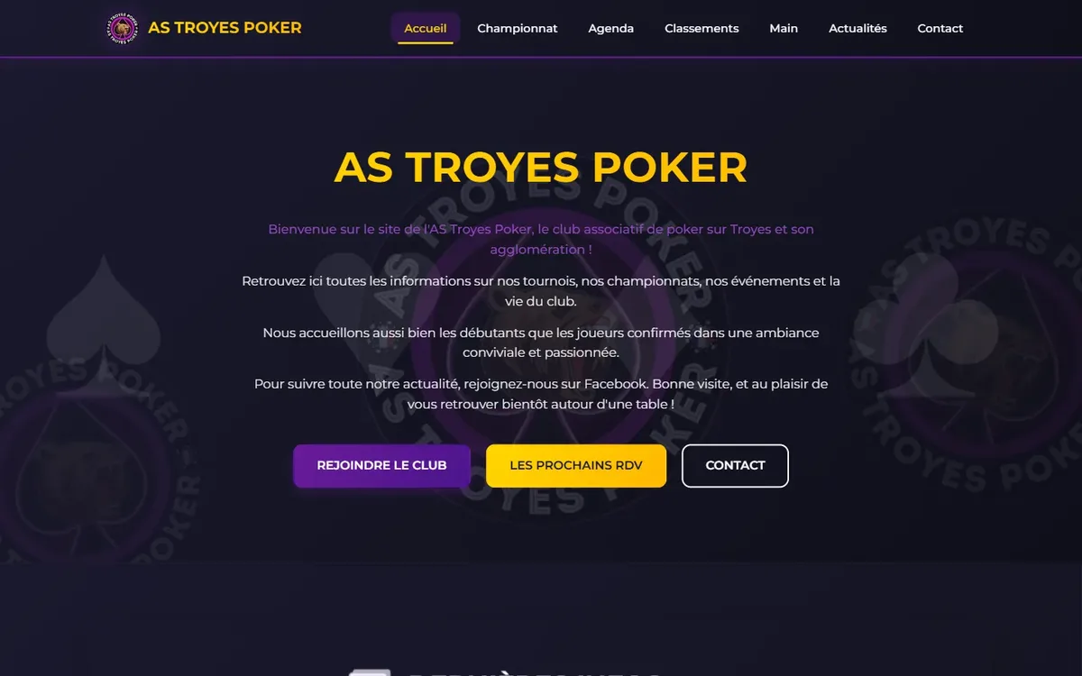 Capture du site AS Troyes Poker, réalisé par Tourak Digital Group