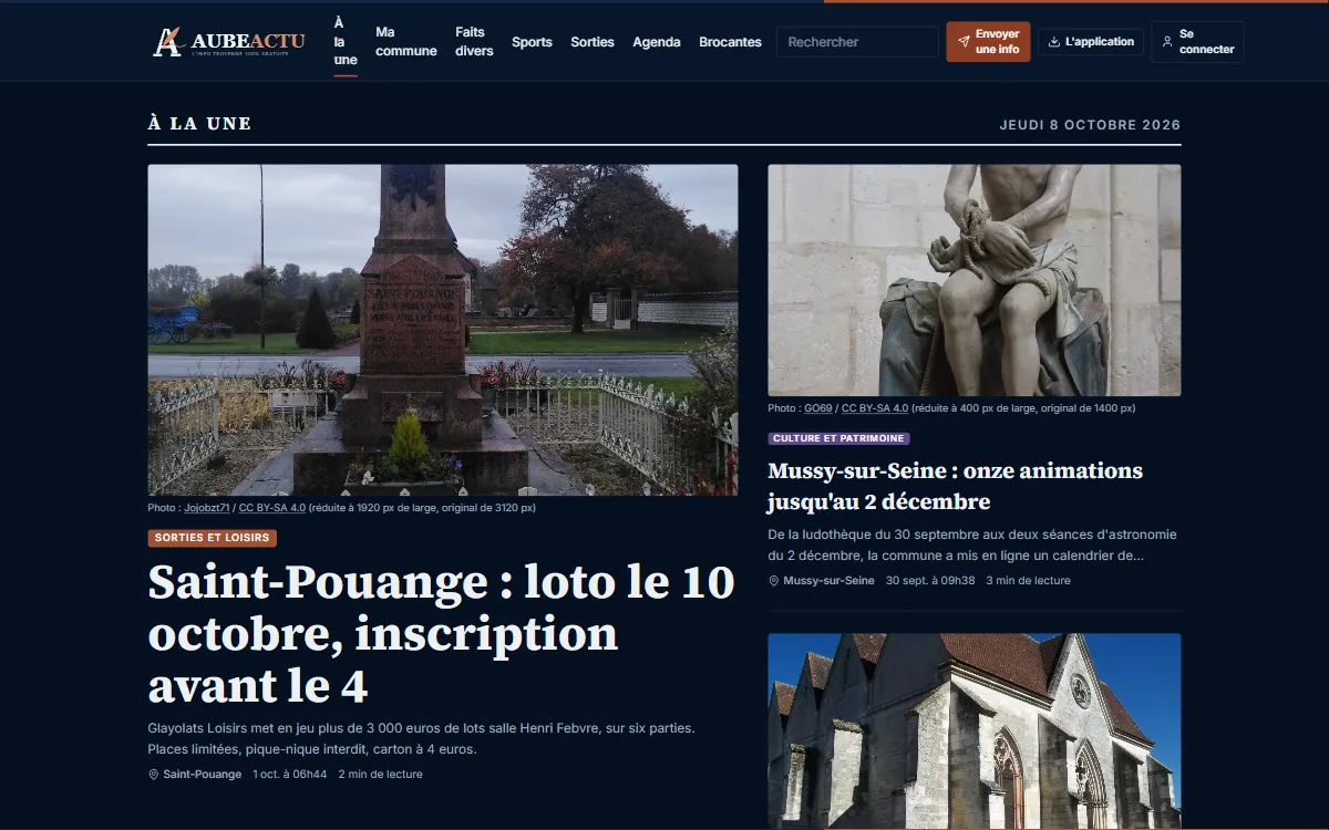 Capture du site AubeActu, réalisé par Tourak Digital Group
