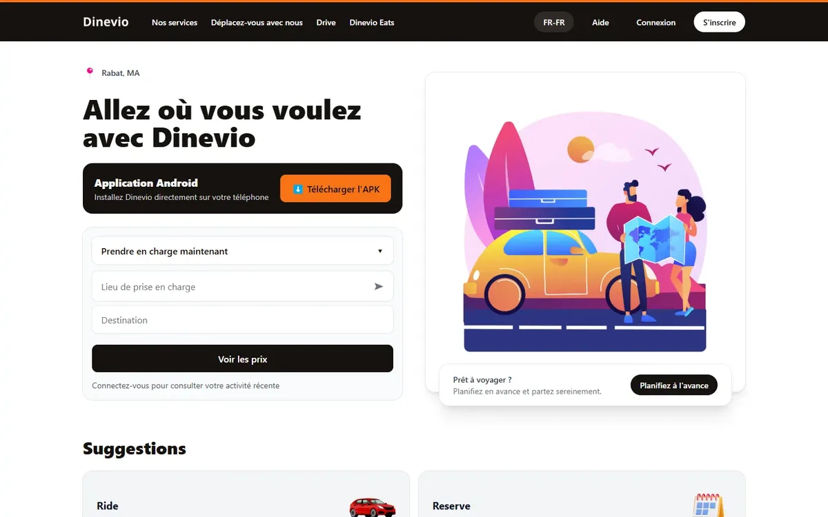 Capture du site Dinevio, réalisé par Tourak Digital Group