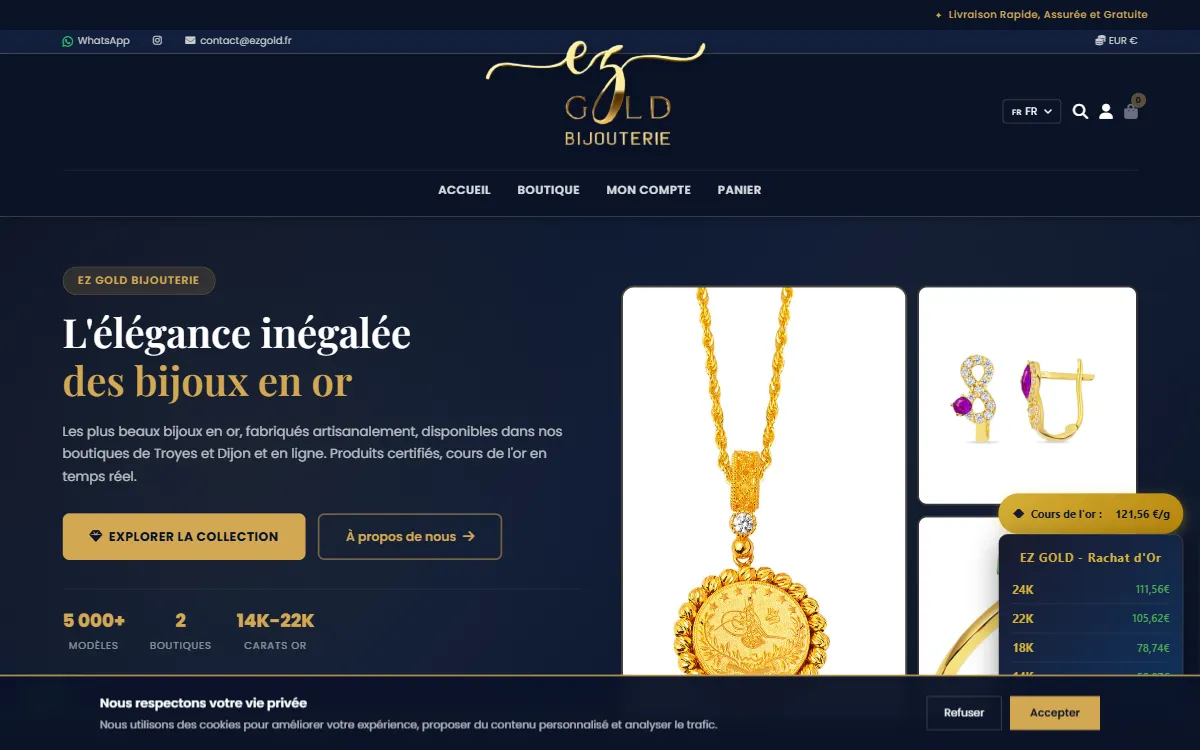 Capture du site EZ Gold, réalisé par Tourak Digital Group