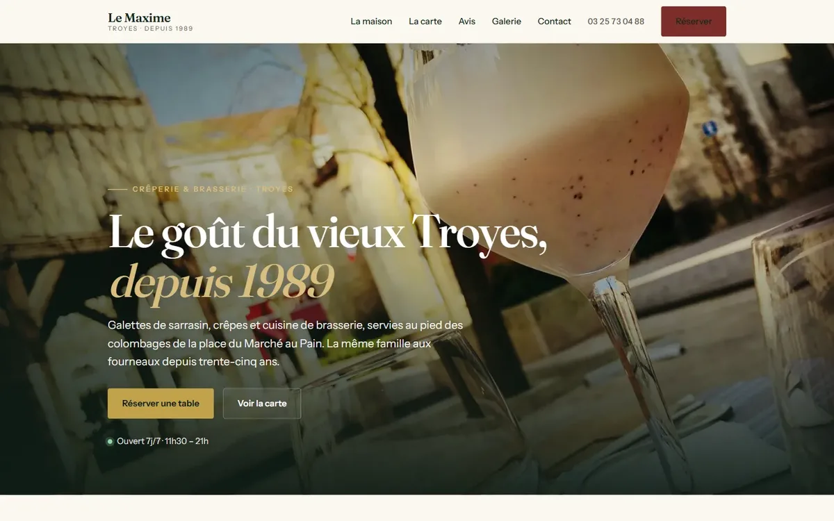 Capture du site Le Maxime, réalisé par Tourak Digital Group