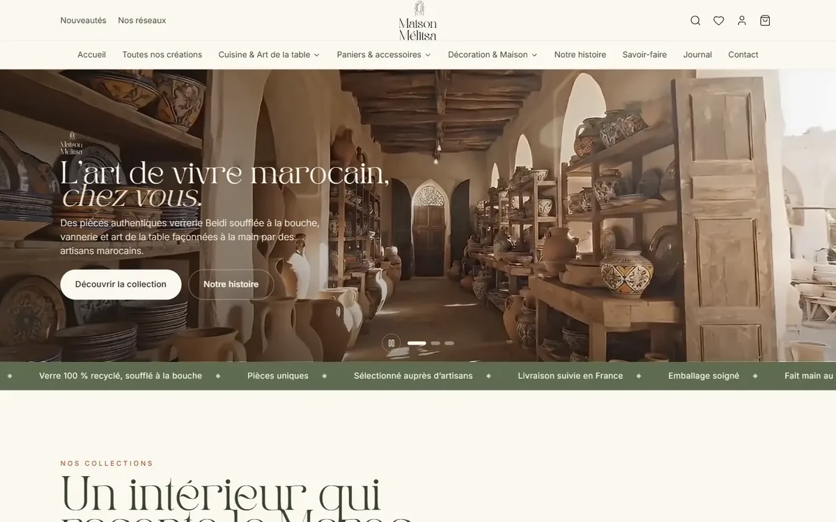 Capture du site Maison Mélitsa, réalisé par Tourak Digital Group