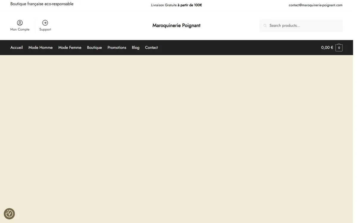 Capture du site Maroquinerie Poignant, réalisé par Tourak Digital Group