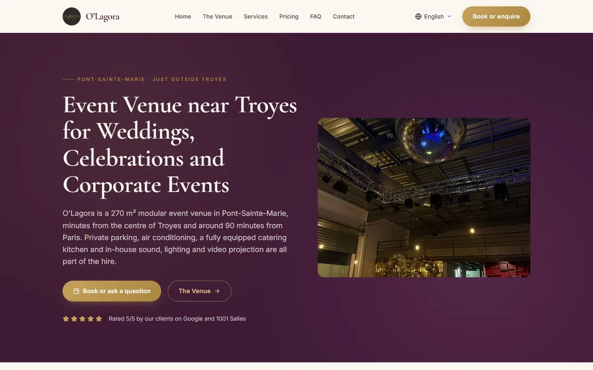 Capture du site O’Lagora, réalisé par Tourak Digital Group