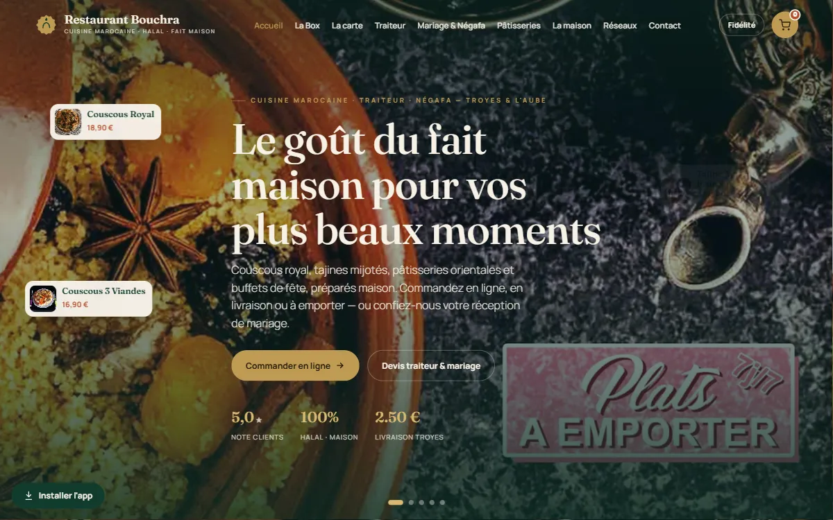 Capture du site Restaurant Bouchra, réalisé par Tourak Digital Group