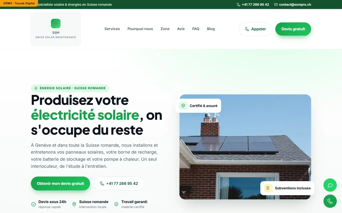 Capture du site SSM, réalisé par Tourak Digital Group