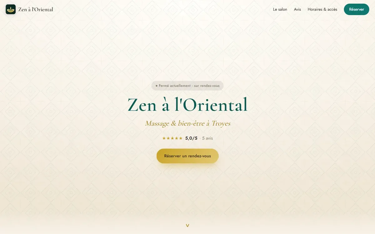 Capture du site Zen à l’Oriental, réalisé par Tourak Digital Group